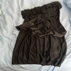 Boutique Fur black dress with gloves